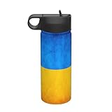 Isolierter Wasserkocher mit ukrainischer Flagge, 510 ml, Edelstahl, Vakuum, Sport, Outdoor, Alltag, Haushalt