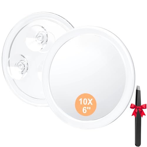 Auxmir Specchio Ingranditore 10X con 3 Ventose, Specchio Trucco 15CM,