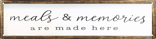 CSWLJS Farmhouse Kitchen Wall Decor Meals and Memories Are Made Here Sign Rustic Metal Kitchen Signs Dinning Room Wall Decor 4x16 In