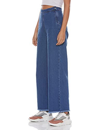 Image of AKA CHIC Women Wide Leg High Rise Cotton Non Stretchable Jeans