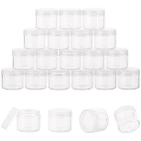 ZEJIA 20 Gram Plastic Cosmetic Jars with Lids, 20 Pieces Small Cosmetic Containers, Travel Size Sample Containers, Round Travel Jars for Lotions, Powder, Makeup, Beauty Products, Slime (20ML/0.7 oz) Cover