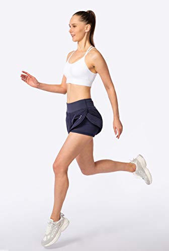 Soothfeel Women's 2 in 1 Running Shorts Workout Athletic Gym Yoga Shorts for Women with Phone Pockets Navy Blue - Thumbnail 4