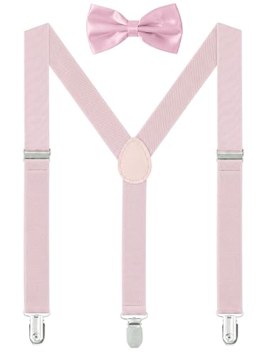 Image of habibee Suspenders and Bow Tie Set for Men, Adjustable Elastic Braces with Y-Back, Diverse Colors, Strong Clips