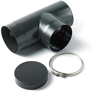 Pennine 6" 90° Tee Piece & Cap Vitreous Enamelled Stove Flue Pipe for Multifuel Solid Fuel Stoves