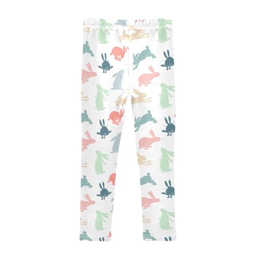 Rabbit Silhouette Girls Leggings,Workout Leggings for Girls Toddler Athletic Leggings Size for 3-10T2