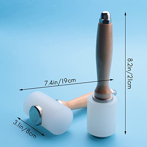 Hopbucan 2 Pcs Leather Carving Hammer,Leather Mallet,Wooden Handle Nylon Hammer,Leather Tools for Handmade DIY Leather Work - Image 2