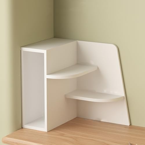 3-Tier Corner Shelf Organizer, Desktop Corner Stand for Small Spaces, Home Office & Kitchen Storage, Brown Corner Bookshelf, Space-Saving Display Rack