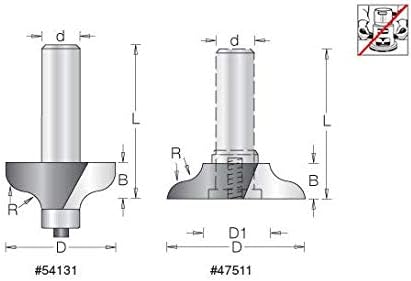 Amana Tool - 47511 Carbide Tipped Cope Cutter with Stub Spindle - 11/32 Radius x 2" Di