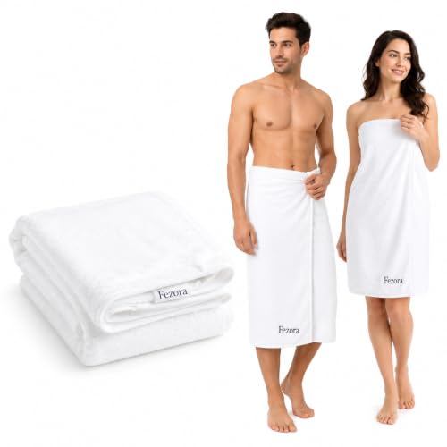 Image of Fezora Microfiber Bath Towel for Men & Women - Large Size 70x140 cm, 400 GSM, Ultra Soft, Quick Dry, Lightweight & Super Absorbent Towel for Bathroom, Gym, Spa, Travel & Swimming (White)