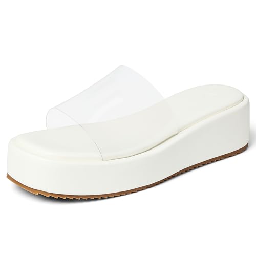 Chunky Platform Sandals Women Comfy Padded Wedge Sandals Square Open Toe Soft Mules Platform Slides for Women Summer Casual Flatform Shoes