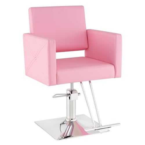 RELAX4LIFE Fauteuil Barbier Pivotant à 360°, Chaise à Coiffure Hydraulique, Hauteur d’Assise 40-55 CM, Repose-Pieds Métallique, Equipement Coiffure pour...