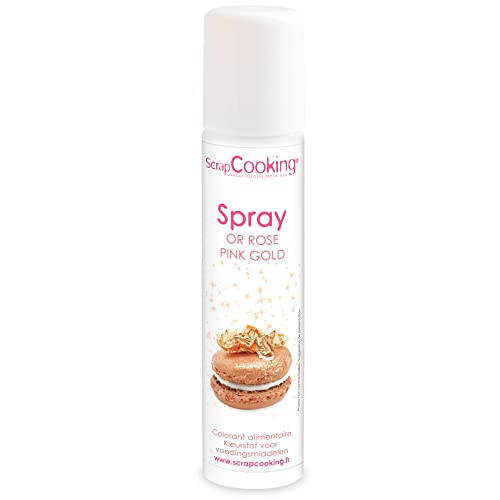 ScrapCooking - Spray Colorant de Surface Or Rose 75 ml - Spray Alimentaire pour faire Briller vos Pâtisseries, Biscuits, Macarons, Pâtes à Sucre, Cupcakes,...