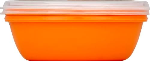 Miniatura 7 de Preserve Recipiente cuadrado para almacenamiento de alimentos hecho de plástico reciclado, capacidad de 25 onzas, juego de 2, naranja