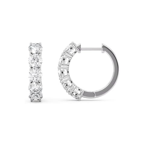 1 Carat Lab Grown Diamond 5 Stone Hoop Earrings for Women I 14k White Gold Hoops (E-F, VS1, 1.00 cttw) Hinged Hoop Earrings by Privosa Fine Jewelry Cover
