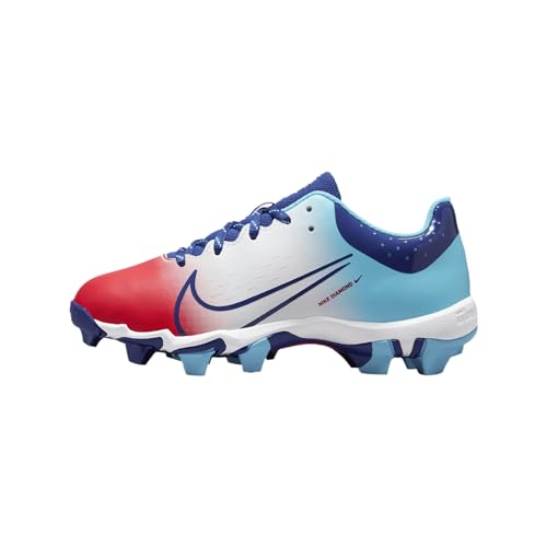 Nike Hyperdiamond 4 Keystone Big Kids' Softball Cleats (FZ8655-601, Light Crimson/Baltic Blue/White/Deep Royal Blue)