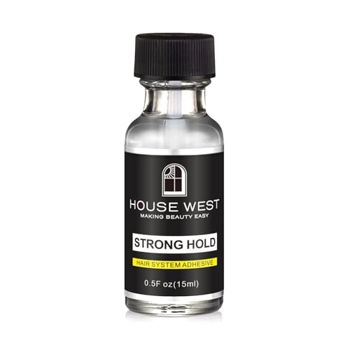 House West Hair System Adhesive 0.5 fl oz - Brush-On Liquid Bonding Glue for Lace Wig Mens Toupees & Hairpieces - Strong Hold Waterproof Natural Look - Professional Use