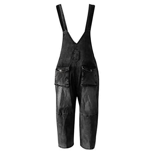 Pantalones vaqueros con peto para mujer rectos de pierna ancha 5
