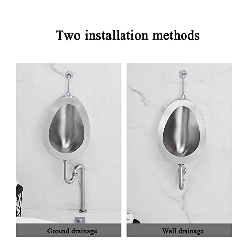 Wall-Mounted Men's Flushing Urinal,304 Stainless Steel Toilet Household/Commercial Urinal Bathroom Toilet Male Sanitary Ware,Manual/Pedal/Automatic Smart Sensor Flush Val(A-copper material sensor)