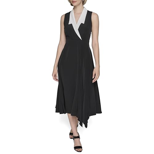 Image of Karl Lagerfeld Women's Colorblock Silky Crepe Sleeveless Midi Dress