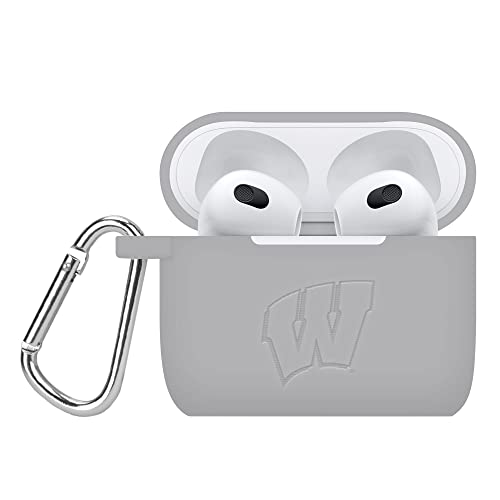 Affinity Bands Wisconsin Badgers Engraved Silicone Case Cover Compatible with Apple AirPods Gen 3 (Gray)