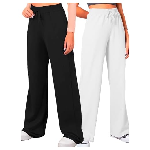 Calça Moletinho Pantalona Feminina Kit 2 Tamanho Único Cós Largo Corte a Fio Tecido Leve Cores Variadas (BR, Alfa, GG, Plus Size, Regular, Preto e Branco)