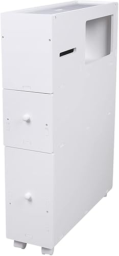 Miniatura 4 de SHOUMANUAL Gabinete de almacenamiento de baño, organizador de almacenamiento de piso estrecho de 4 capas con cajones deslizantes y ruedas,