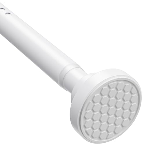 Image of MEXAU White Tension Curtain Rod 40-78 Inch Long Tension Rod 1.26 inch Spring Tension Curtain Rod Adjustable Curtain Rods No Drilling Tension Shower Rod Curtain Tension Rod for Bathroom Windows Doorways