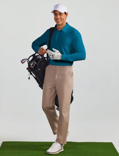 PINSPARK Quick Dry Golf Shirts for Men Long Sleeve Work Casual Polo Shirt — view 3