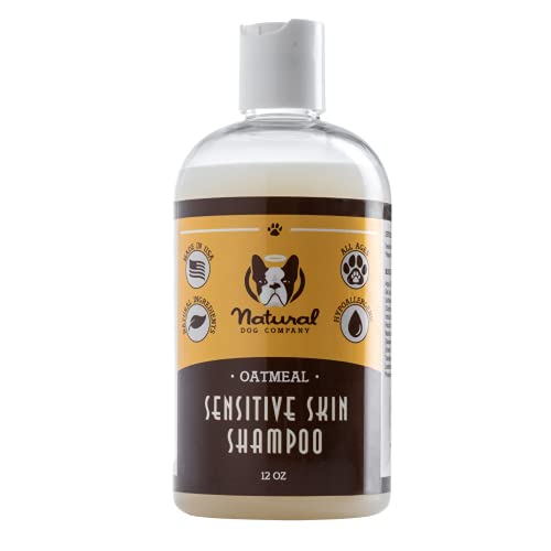 Natural Dog Company Sensitive Skin Dog Shampoo with Oatmeal and Aloe Vera, Cleans, Moisturizes and Relieves Dry Itchy Skin, Hypoallergenic, All Natural Ingredients, 12oz Bottle