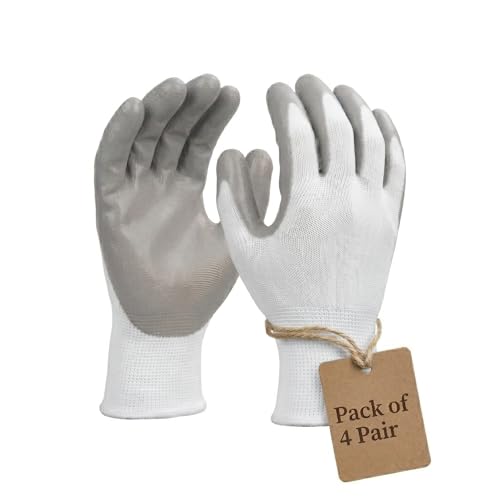 Image of Multipurpose Nylon Anti Cut PU Nitrile Coating Work Safety Gloves White-Grey Pair 4