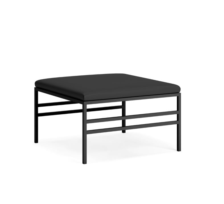 OGFC 64900 Large Vanity Stool/Bench, Cushion Vanity Chair, Dressing Makup Stool Bench, Vanity Seat for Bedroom, Living Room, Bathroom Ottoman - Black Frame with Black Cushion