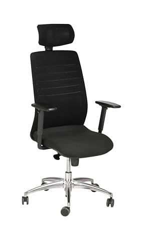 SCHÄFER SHOP Bürostuhl Proline Edition 10, Punktsynchronmechanik, Bandscheibensitz, Kopfstütze, mit Armlehnen, höhenverstellbar, schwarz/Alusilber