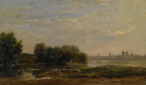 Peinture poster impression sur l'Oise Daubigny pour décoration salon moderne