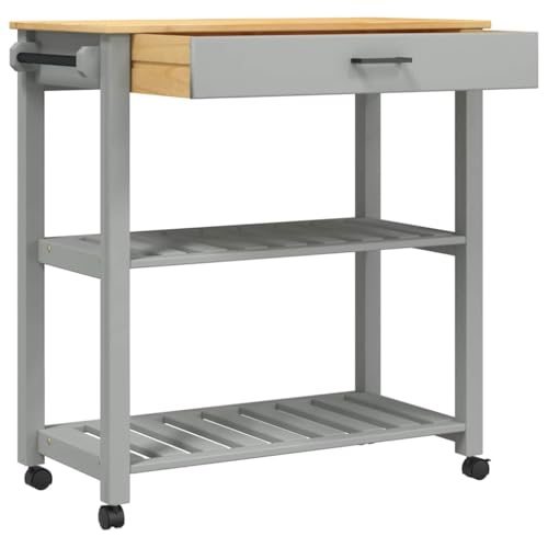 Carrito de cocina de madera maciza Mangloder Monza con 3 estantes y cajón 4