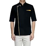 Women Chef Coat Cardigan Button Short Sleeve Black Professional White Classic Unisex Work Coat Chamarras De Trabajo para Hombre