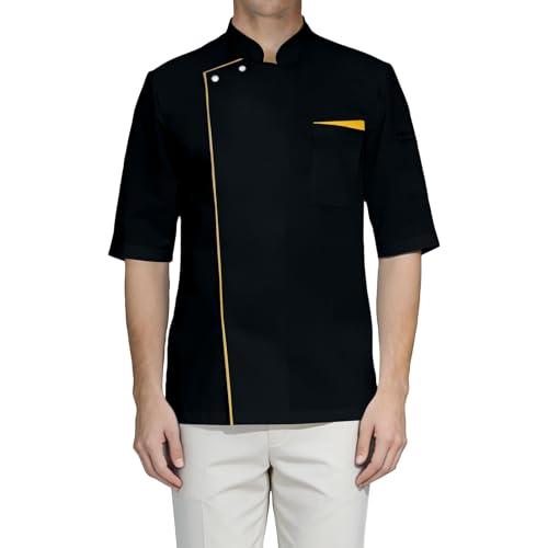 Women Chef Coat Cardigan Button Short Sleeve Black Professional White Classic Unisex Work Coat Chamarras De Trabajo para Hombre