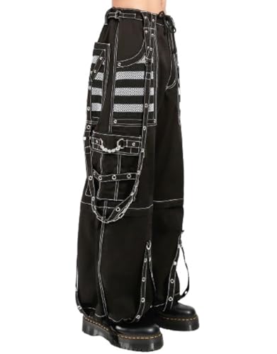Black & White Electro Bondage Rave Men Gothic Cyber Chain Goth Jeans Punk Rock Pant Trouser Baggy Pant3