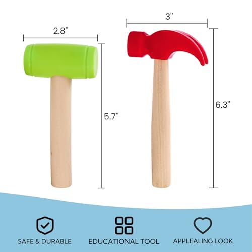 Image of 10 Pack Kids Hammer Toy, Wooden Simulation Maintenance Tools | Small Pretend Play Educational Toys for Teens Girls Boys School Games Supplies