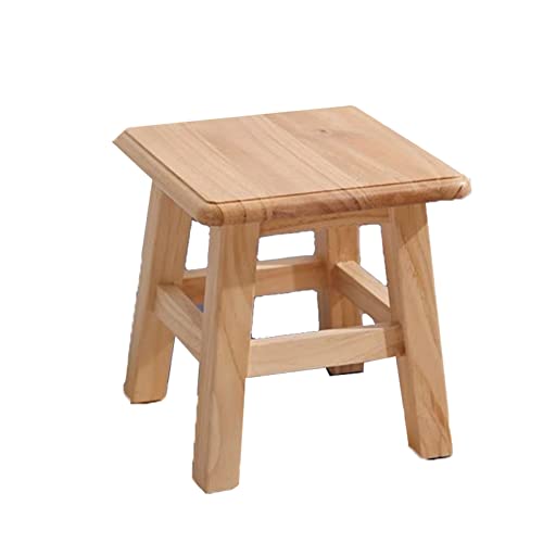Small Solid Wood Stool Low Stool Shoe Changing Stool Footstool Bench Stool for Living Room Bedroom Kitchen (Square D)