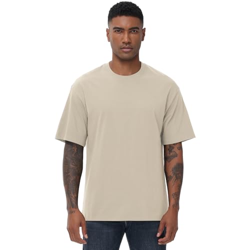 Image of KEEPSHOWING Mens Oversized T-Shirts, Cotton Loose Fit Crewneck Short Sleeve Casual Tees Workout Gym Basic Tops