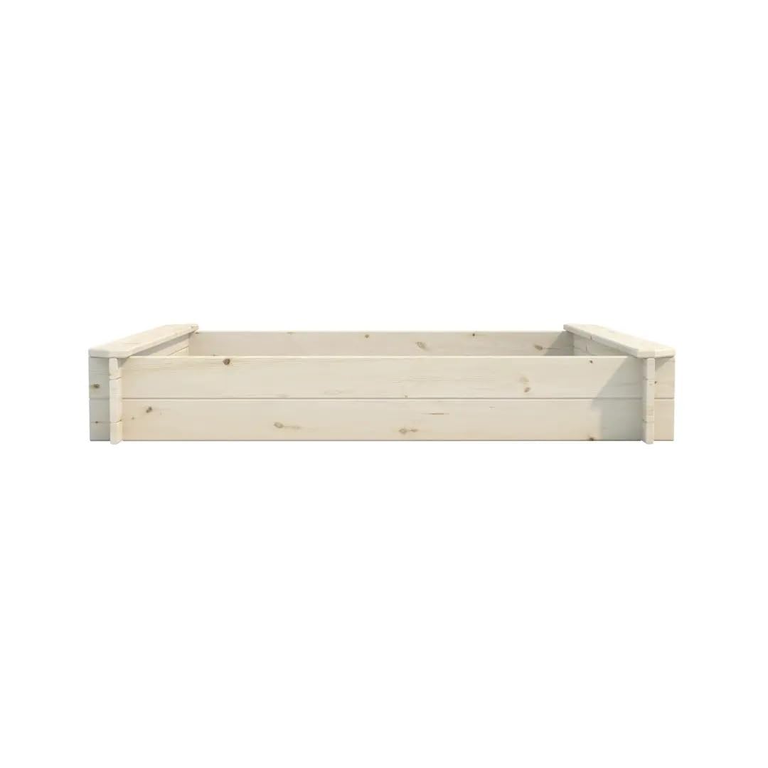 Mega Holz Sandkasten mit Sitzflächen MEGALINO M 117x117x19 cm - Kindersandkasten aus Kiefer mit Sitzflächenrand - Outdoor Sandkiste aus Massivholz für den Garten - 100% Natürliches Holz - sehr robust