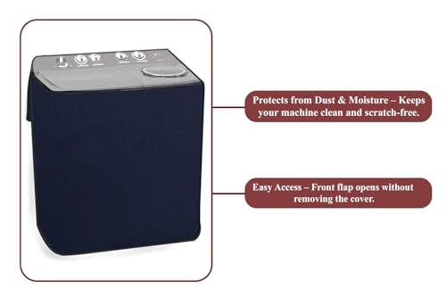 Image of The Furnishing Tree Polyester Waterproof Semi Automatic Washing Machine Cover Compatible for Super General 8 Kg & 9 Kg, DxWxH In Cms: ( 51x83.8x96.5 ), Blue