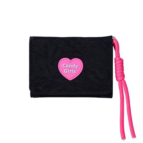 Lanyard Wallet Women Small Compact Tri-fold Pocket Mini Heart Candy Purse