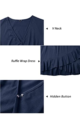 Image of ULTRANICE Womens Summer Dresses Floral V Neck Ruffled Hem Spaghetti Spring Casual Beach Outfits Flowy Wrap Sun Dress