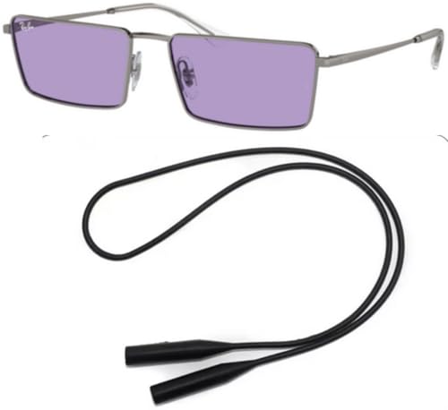 Ray-Ban RB3741 Sunglasses Bundle: RB 3741 004/1A Gunmetal/Violet Polyamide Standard and Universal Anti-slip Silicone Leash2