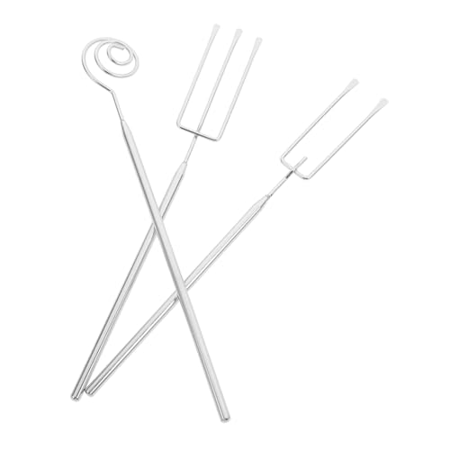 STOBAZA 3-piece Stainless Steel Fork Set Hot Pot Cheese Forks for Fondue Roasting Barbecue