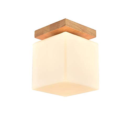 Lámpara de madera maciza E27 con diseño cuadrado moderno para iluminación interior 2