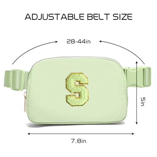 Image of Gitus Gifts for 8 9 10 11 12 Year Old Girls Belt Bag Fanny Pack Crossbody Bags with Initial Letter Patch Cute Stuff Birthday Gifts for Teen Girls Women Personalized Trend Stuff (Light Green-S)