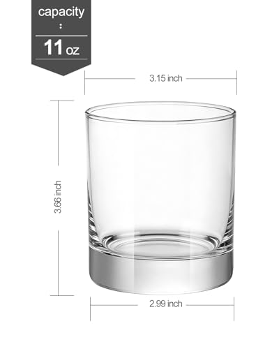 Image of LUXU Premium Whiskey Glasses Set of 6 - 11 Fluid Ounces Old Fashioned Scotch Glasses for Bourbon, Rum - Clear Bar Glassware for Scotch Lovers