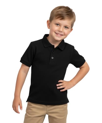 Image of unik Boy's Premium Quality Pique Polo Uniform Shirt Short Sleeve White Sky Blue Navy Hunter Green Burgundy Black Red